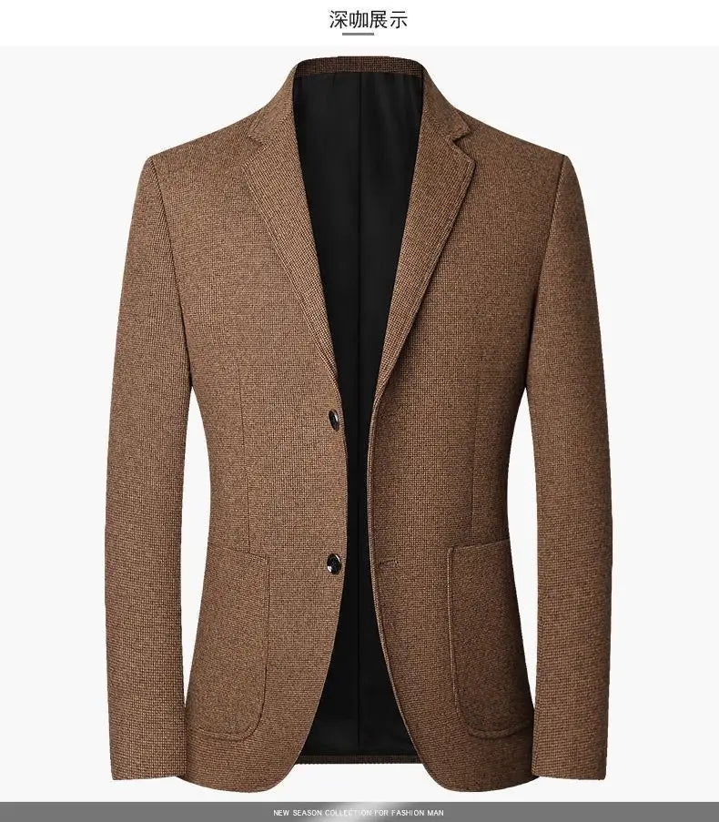 Blazer Men's Fashion Solid Color Wedding Dress Casual Host Gentleman Slim-Fitting Trendy Banquet Versatile Business Blazer