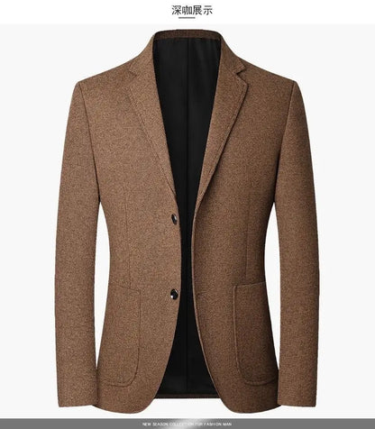 Blazer Men's Fashion Solid Color Wedding Dress Casual Host Gentleman Slim-Fitting Trendy Banquet Versatile Business Blazer