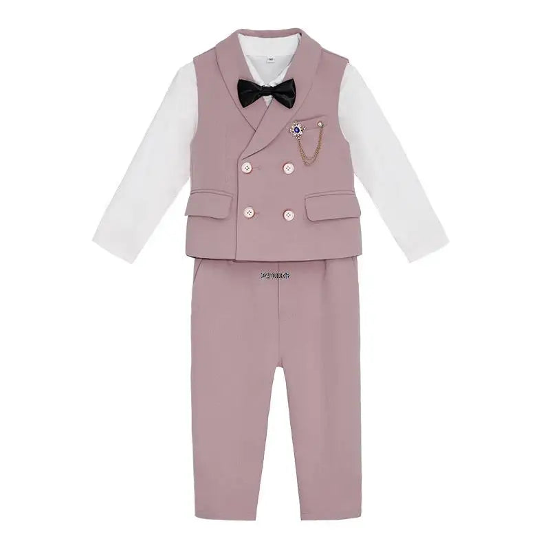Kids Vest Pants Party Photograph Set Children Formal Wedding Suit Teenager Boys Birthday Tuxedo Party Dress Child Dance Costume