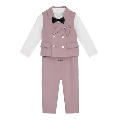 Kids Vest Pants Party Photograph Set Children Formal Wedding Suit Teenager Boys Birthday Tuxedo Party Dress Child Dance Costume
