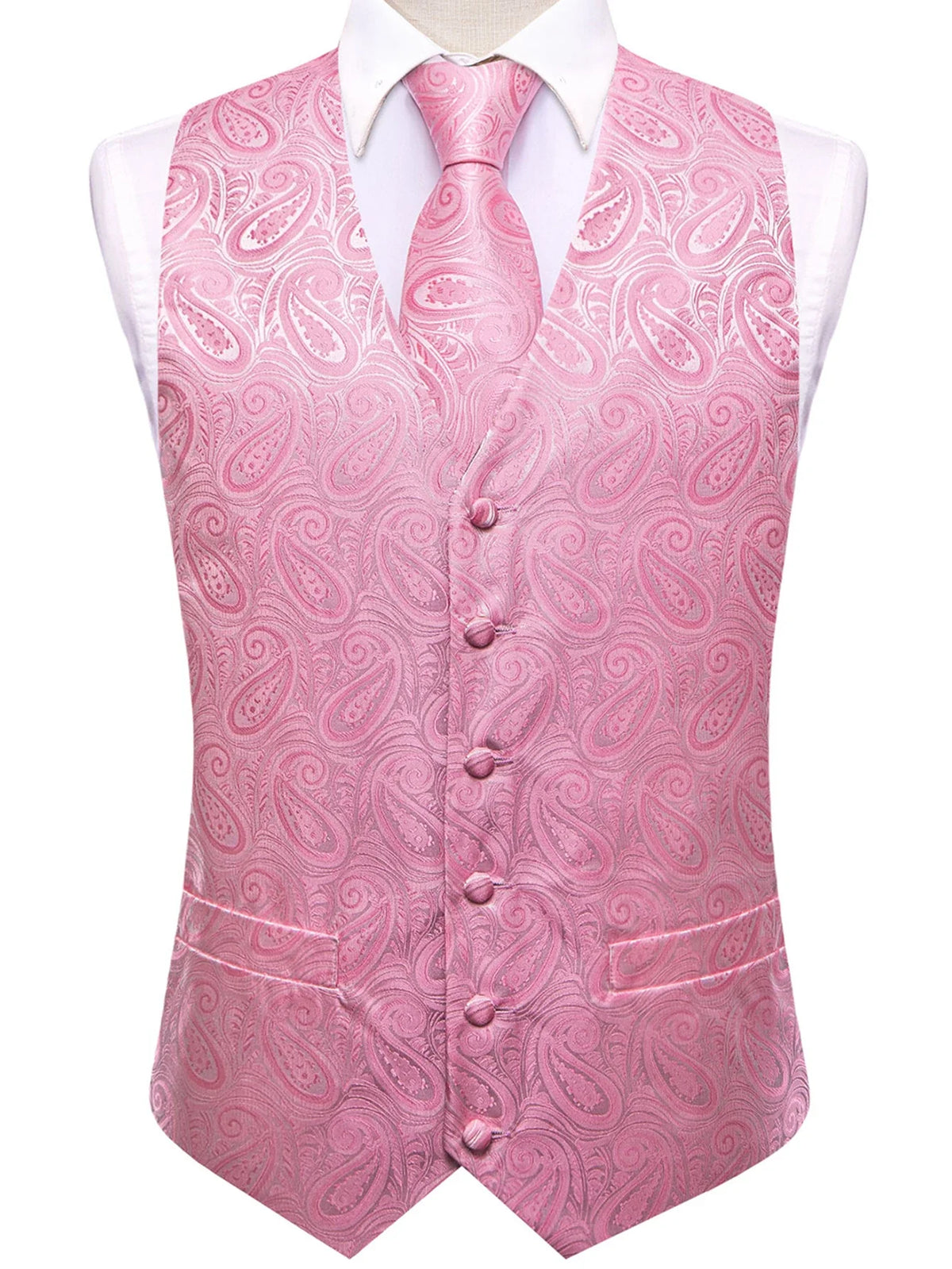 Men's Paisley Waistcoat Set – Single Breasted Vest with Matching Tie for Weddings and Formal Events