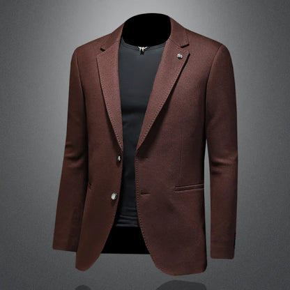 Men's Smart Casual Wool Blend Blazer – Single Breasted Suit Jacket – Black & Coffee