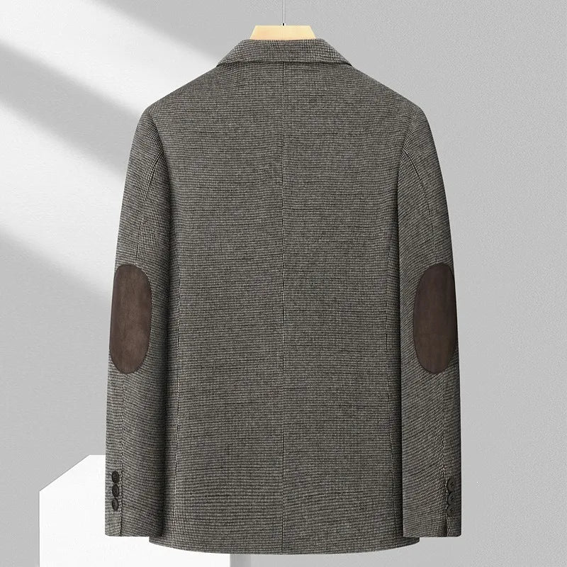 Man Suit Coat Vintage Patchwork Single-breasted Men Blazer Slim Long Sleeve Pocket Male Business Casual Outerwear