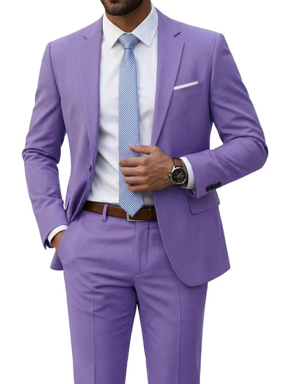 Hot Sale Man Suit Set 2 Pieces Jacket Pants Business Outfit Notched Lapel Casual Men's Regular Fit Tuxedo Wedding Guest Clothes