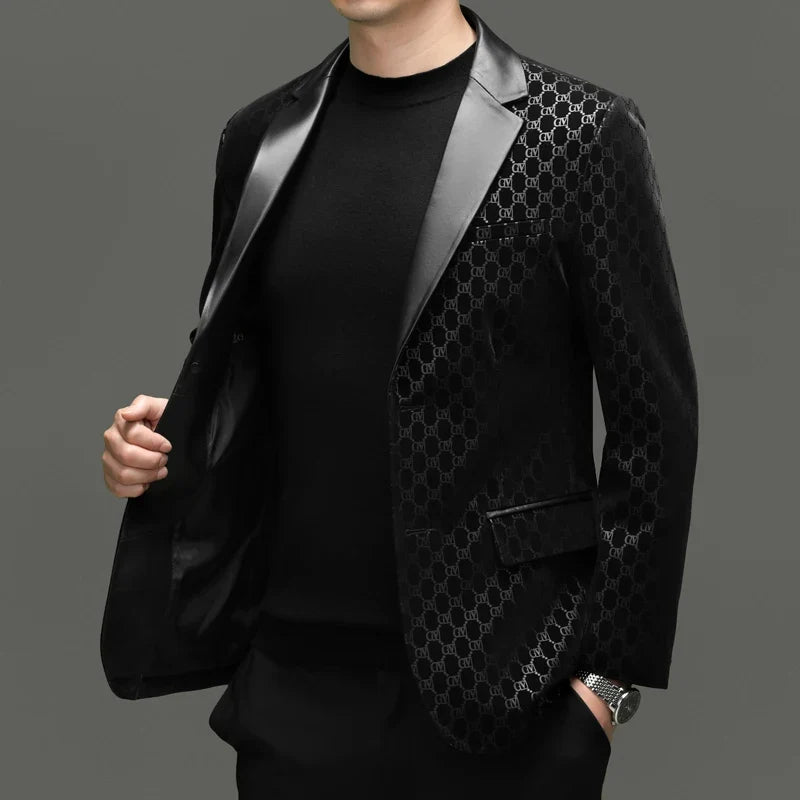 Men's Slim Fit Sheepskin Leather Blazer – Smart Casual Single Breasted Suit Jacket