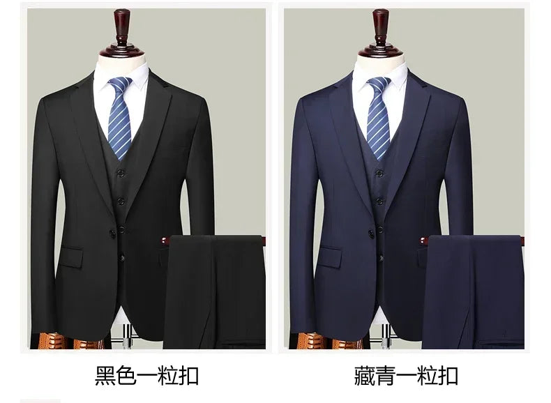 Men's 3-Piece Suit – Slim Fit Blazer Vest Pants Set for Business, Wedding & Casual Wear