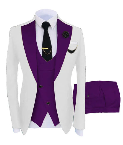 Men Coat Business Formal Slim Fit Suit Costumes Pour Homme Set Party Vest Pants Wedding 3pcs Blazer Verde Hombre Terno Masculino