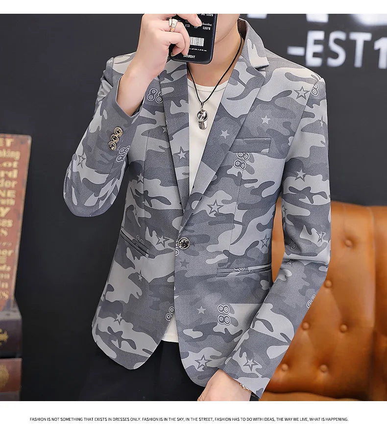 Men's Leisure Suit Jacket Spring Autumn Handsome Business Formal Fashion Hong Kong Style Advanced Sense Casual Wear