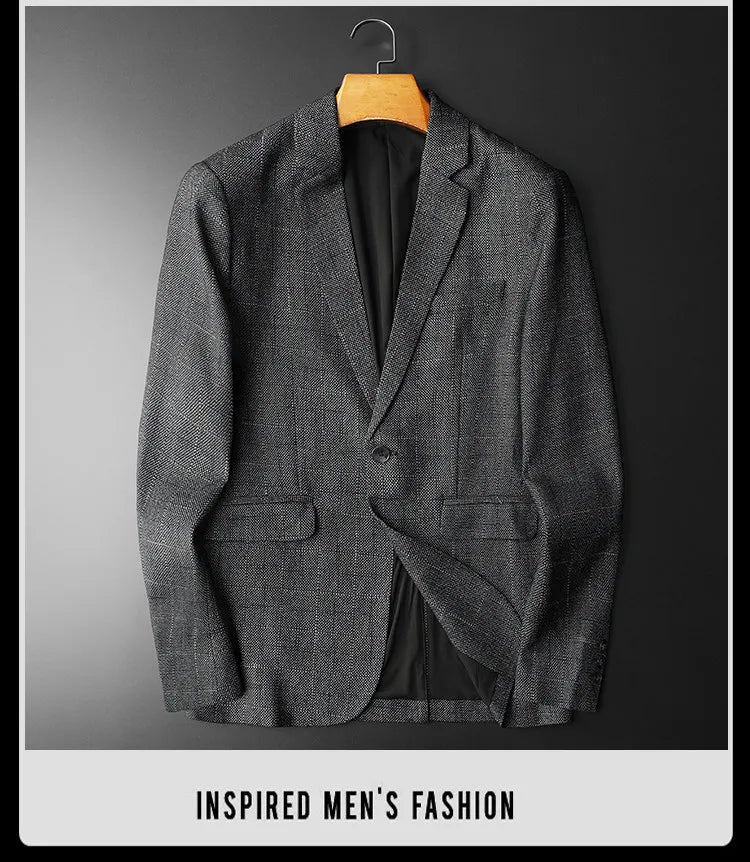 Spring Autumn Classic Checkered Suit Jacket Men Slim Fit Casual Business Office Uniform Formal Jacket Wedding Groom Men Blazers