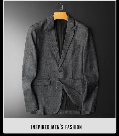 Spring Autumn Classic Checkered Suit Jacket Men Slim Fit Casual Business Office Uniform Formal Jacket Wedding Groom Men Blazers