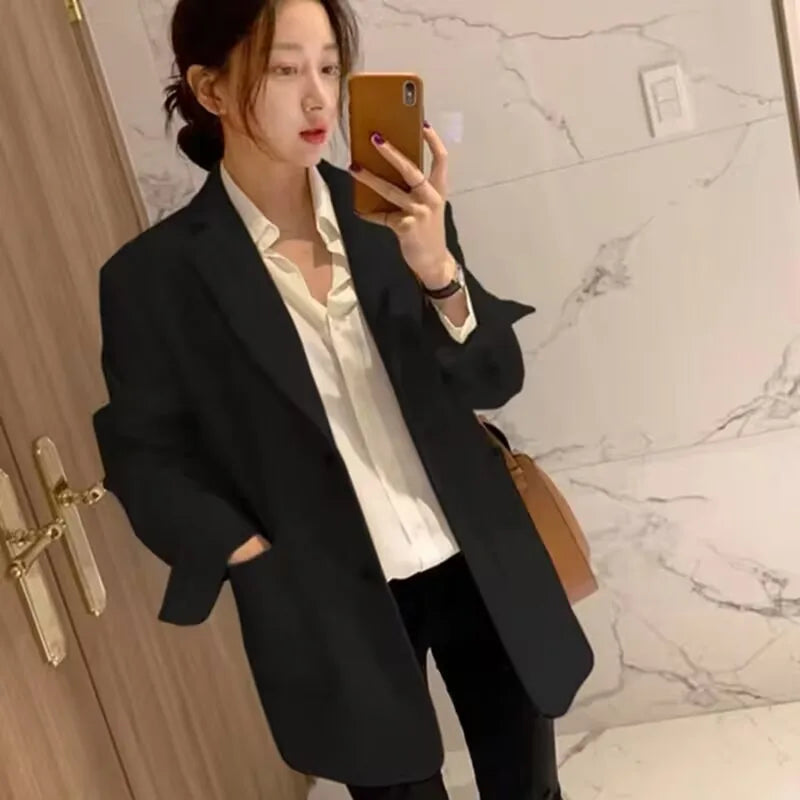 Autumn Luxury Blazer for Women 2024 Elegant Korean Women's Blazer Jacket Fashion Female Long Coats Splice Office Lady Clothes