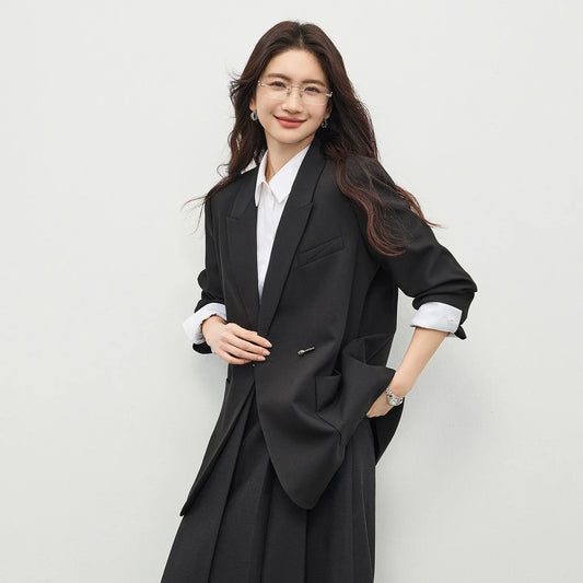 Black Blazer Suit Jacket Women 2026 Spring Fall Fashion Trend Elegant Office Ladies Work Wear Clothing 153XC3230X