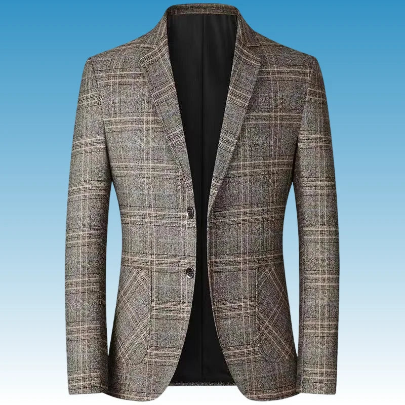 Men's Checkered Blazer for Smart Casual Business & Everyday Wear – Grey & Coffee