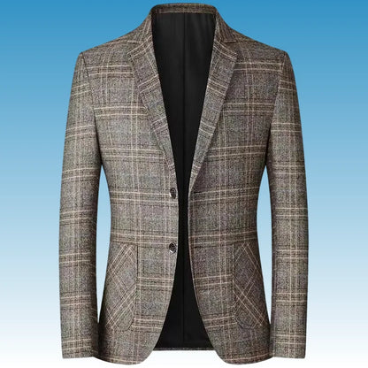 Men's Checkered Blazer for Smart Casual Business & Everyday Wear – Grey & Coffee