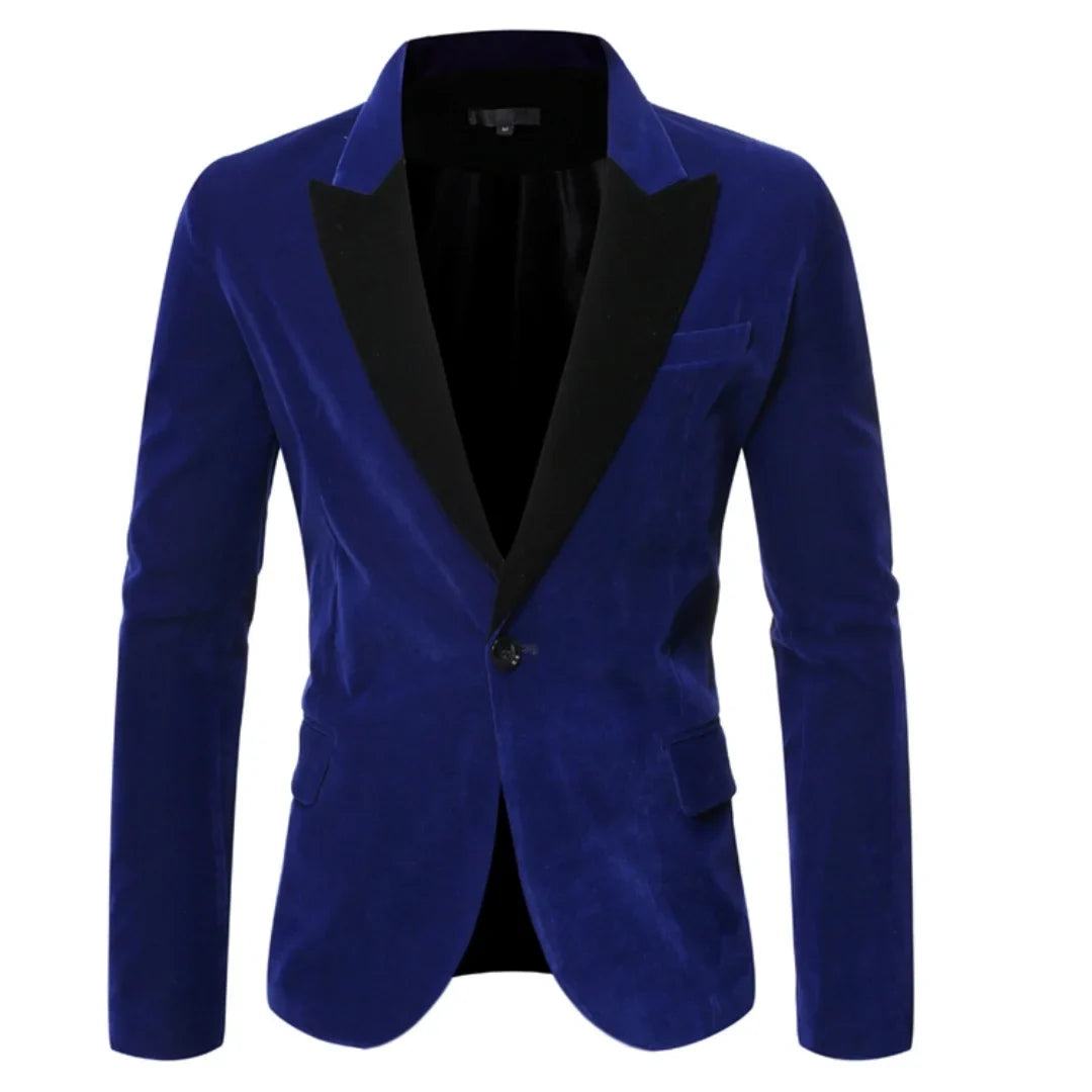 Casual 6XL Velvet Blazer for Men Peak Lapel One Button Jacket Elegant Slim Fit Suit Jacket One Coat for Wedding Dinner Office
