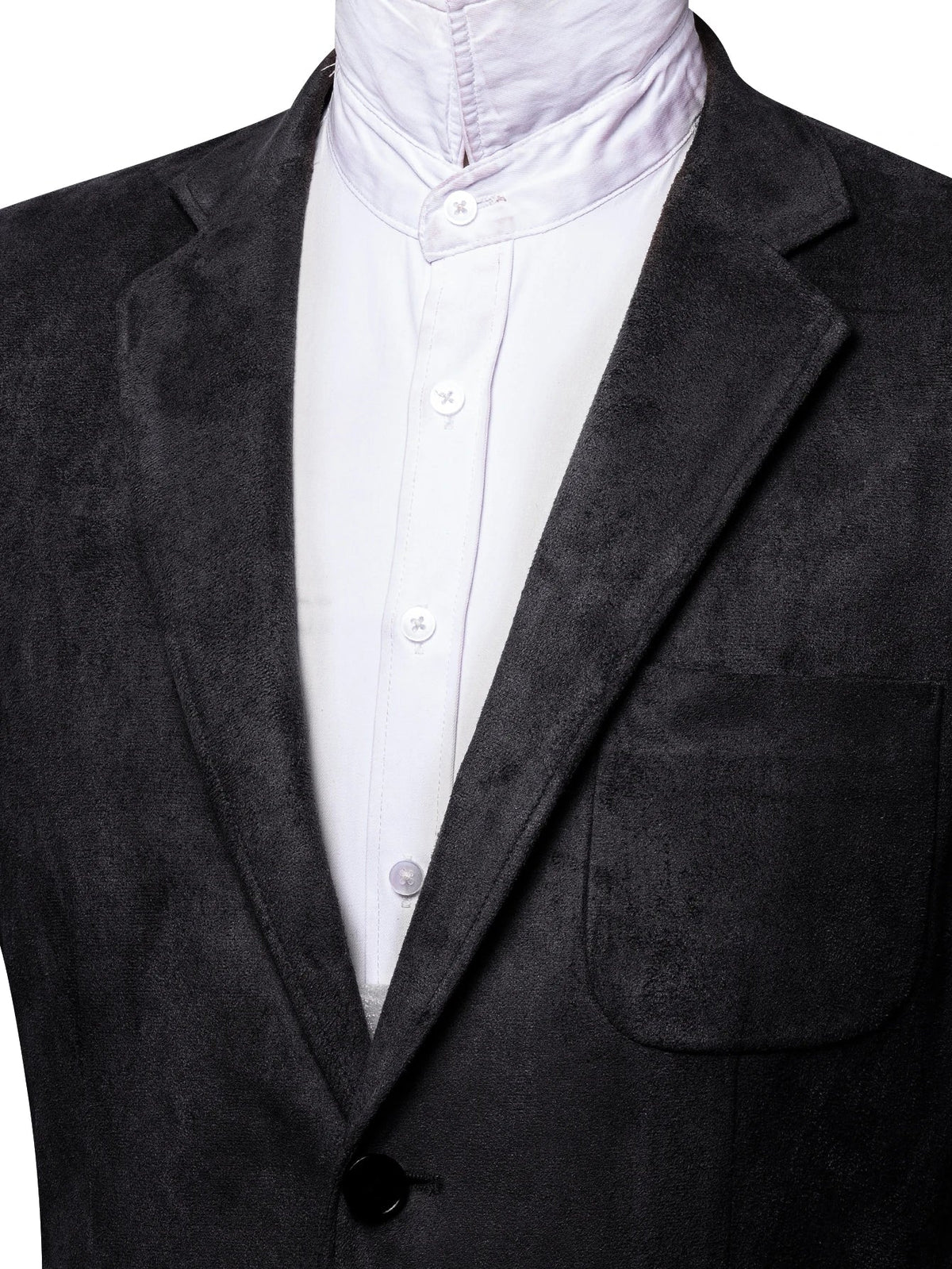 Black Faux Suede Men Single Suit Jacket, Two Button Notched Collar Casual Blazer Business Party Sport Coat
