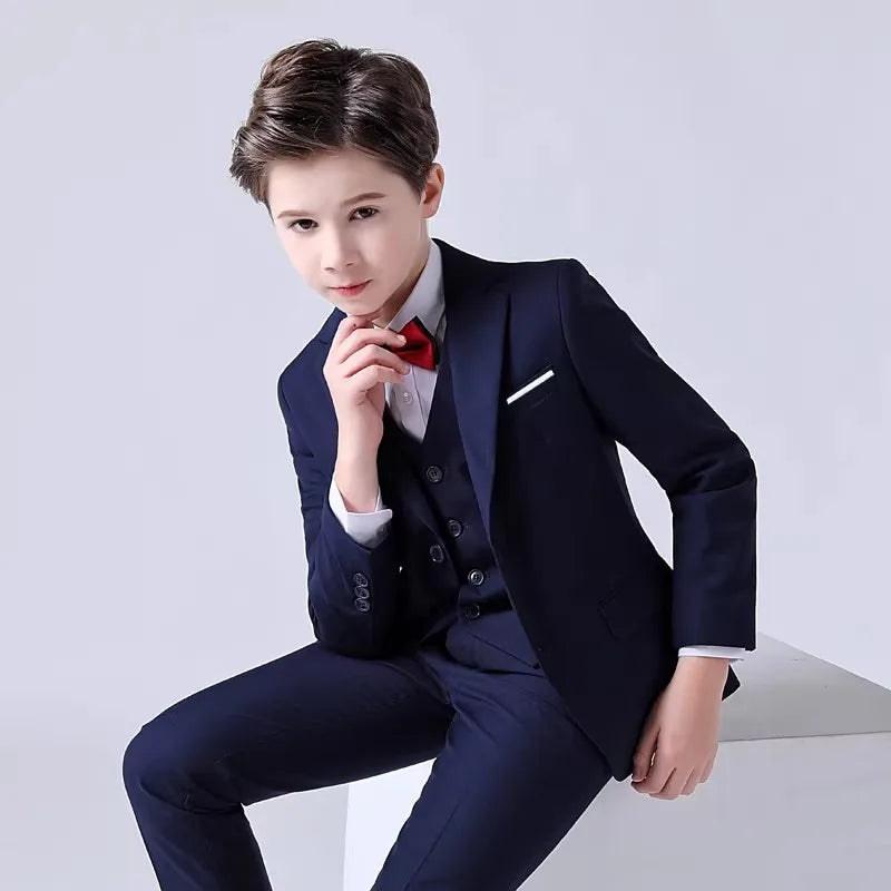 School Kids Piano Host Performance Suit Set Flower Boys Wedding Dress Spring Children's Birthday Party Photography Costume