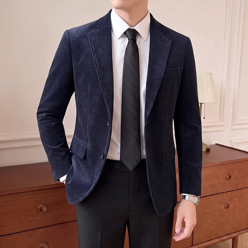 2026 Autumn Winter Velvet Casual Suit Jacket for Men High-quality Slim Fit Social Banquet Wedding Groom Blazers Men Clothing