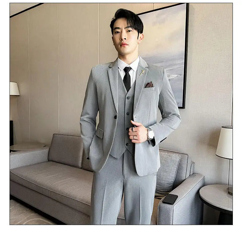 Men's 3-Piece Suit – Blazer, Vest & Trousers | Smart Casual Business & Wedding Suit