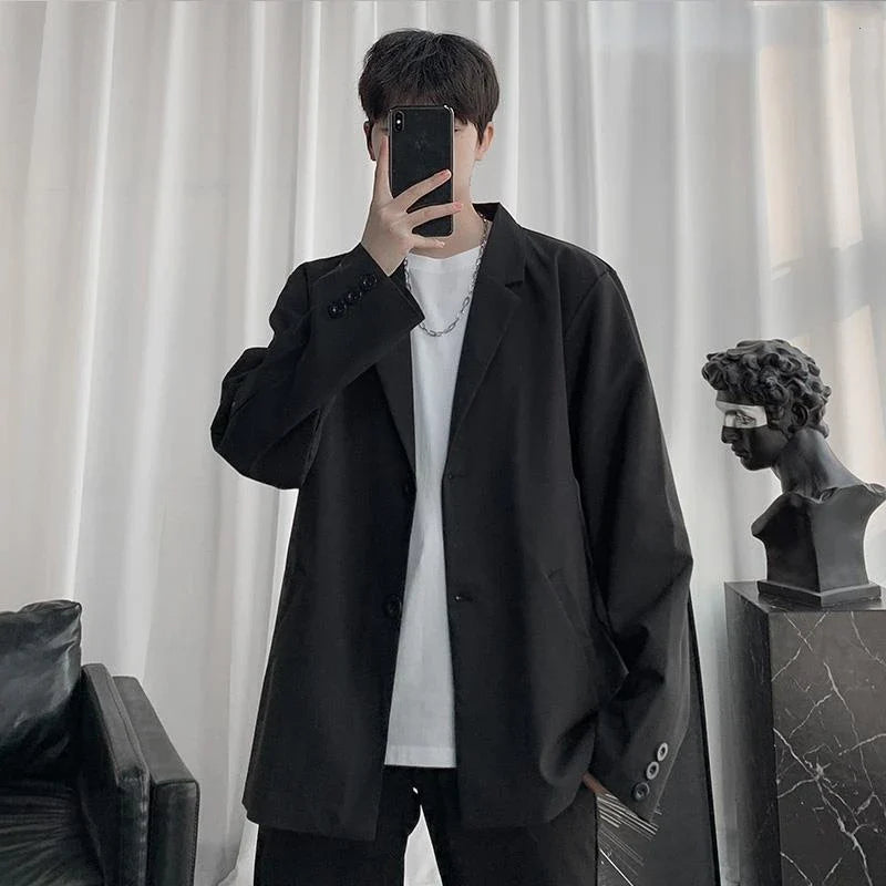 Men Korean Style Casual Blazer 2026 Spring Autumn Wrinkle Free Trendy Ins Couple Jacket Fashion Suit Coat