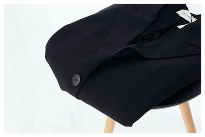Women Chic Blazer Pleated Long Sleeves Single Breasted Notched Collar Back Lace-up Elegant Ins Coat New Spring 2026 HK19456