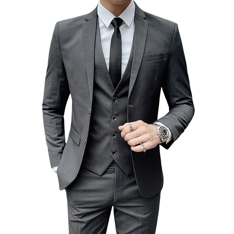 Men's Slim Fit Business Suit – Smart Casual Single Breasted Formal Suit for Work, Wedding & Special Occasions