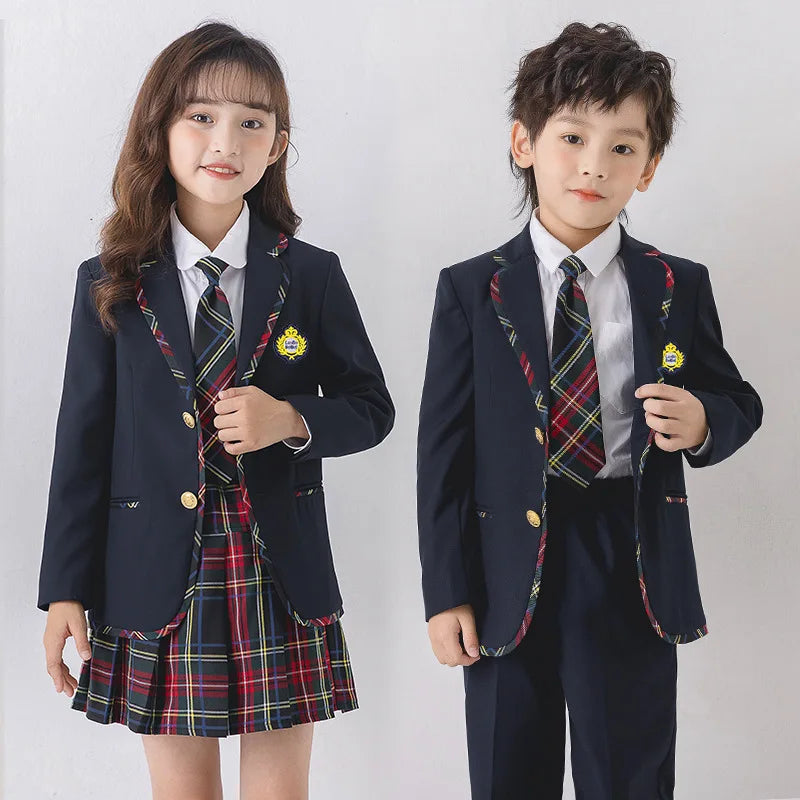 Boys Girls England Style School Uniforms Costume Children's Day Twins Suit Kids Photograph Dress Child Graduation Ceremony Set