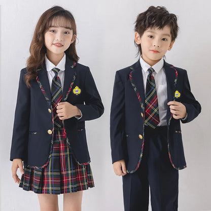 Boys Girls England Style School Uniforms Costume Children's Day Twins Suit Kids Photograph Dress Child Graduation Ceremony Set