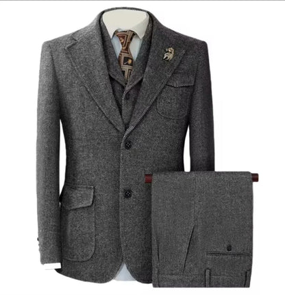 Ensemble 3 pièces Veste+Gilet+Pantalon Costume Homme Classique Chevrons Ensembles Costumes Homme Luxe de Haute Qualité Costume de Mariage