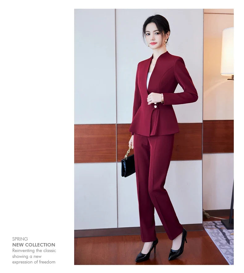 Long-Sleeved Suit for Women, Elegant Jacket and Trousers, Business and Work Uniform, Office Ladies, Special Fashion, 2025