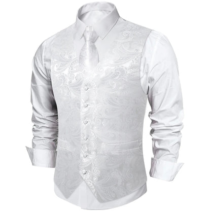 Men's Paisley Suit Vest with Tie and Handkerchief Set for Wedding and Prom