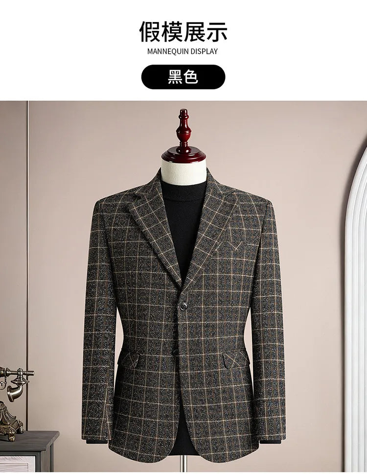 Men's Blazer Single Breasted Casual Business Jacket — Black & Coffee Brown
