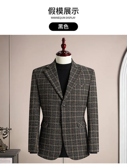 Men's Blazer Single Breasted Casual Business Jacket — Black & Coffee Brown