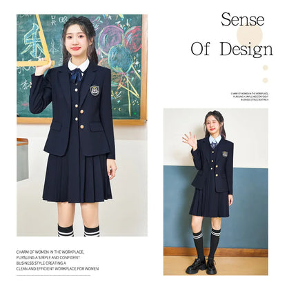 College Style Women's Suit2024New Autumn Small Stature Elegant Campus Suit OutfitjkUniform Suit Dress Set