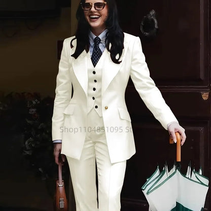 Fashion Single Breasted Women's Suits Blazer Luxury Regular Length 3 Piece Jacket Vest Pants Outfit Formal Lady Clothing Costume
