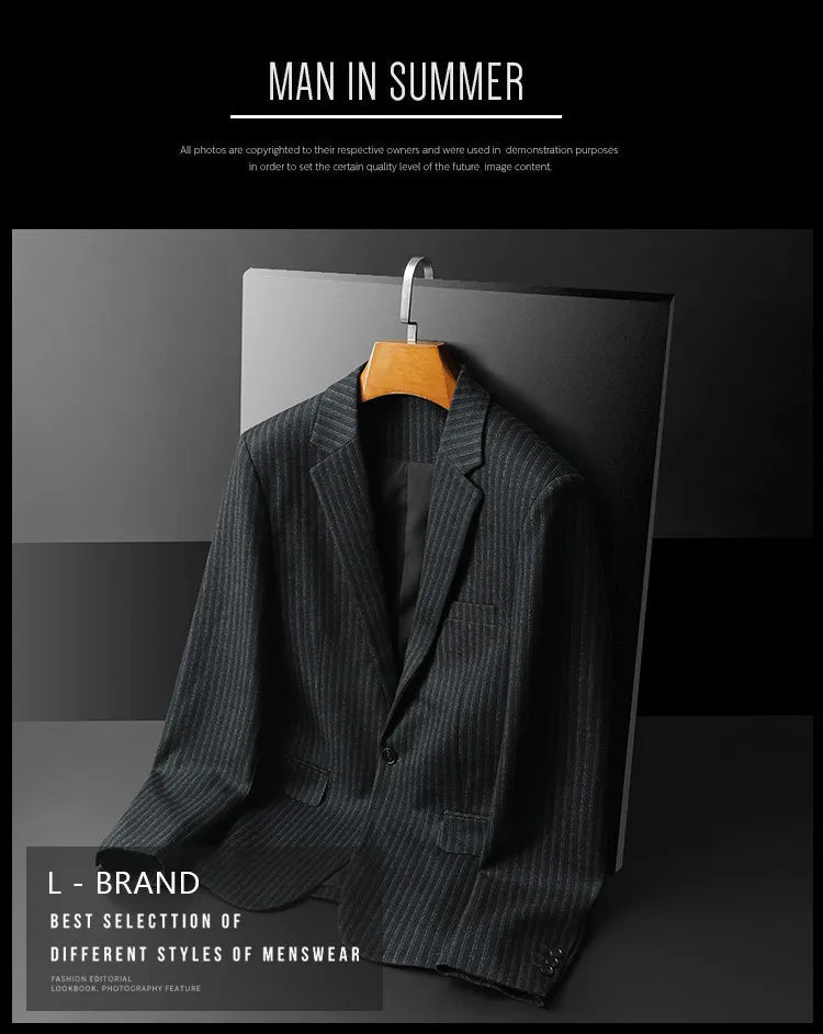 2026 Striped Casual Business Suit Jacket for Men High Quality Slim Fit Office Social Blazers Wedding Host Formal Coats M-4XL