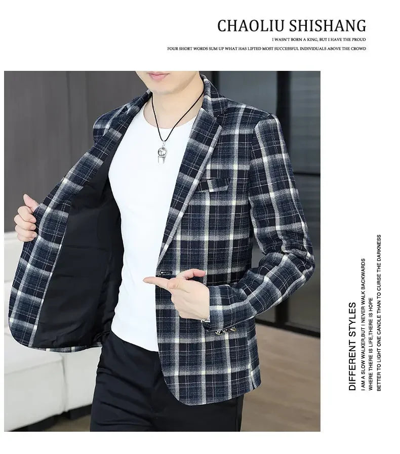 Blazer Men's Fashion Business Gentleman Groom Professional Gentleman Form-fitting Versatile Casual Formal Wear High-end Blazer