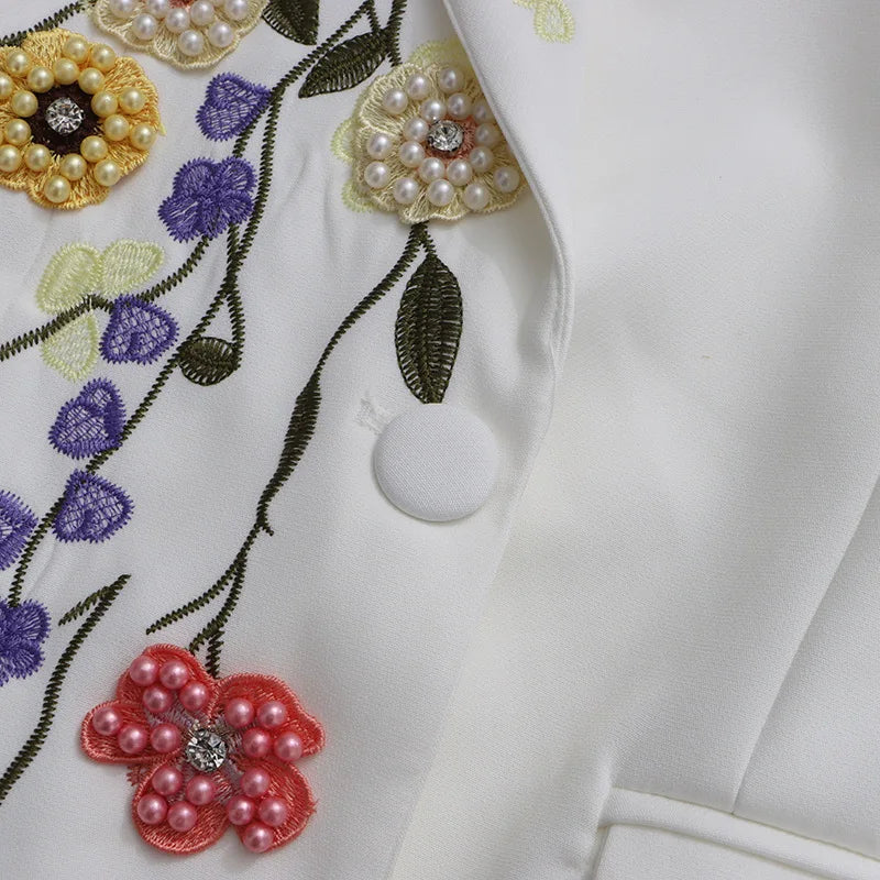 2026 Spring Autumn New Women Blazer High-End Embroidery Flower Beaded Studded Diamonds Luxury Elegant Chic Ins Coat HK17758