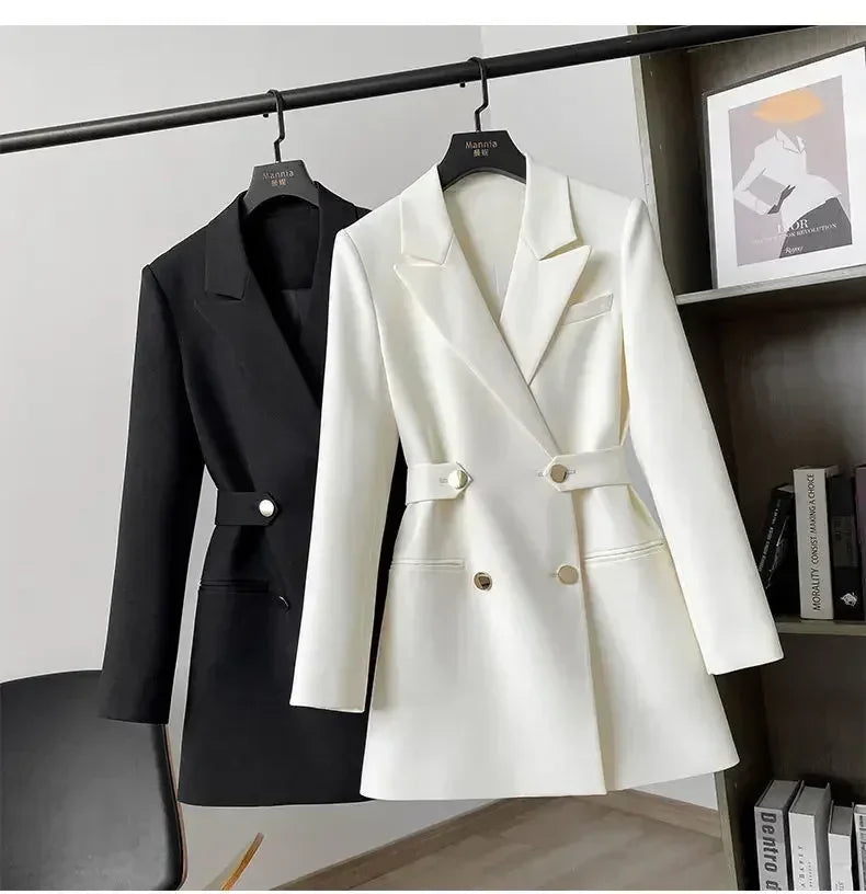 Women Suit Blazer Elegant Coat Spring Autumn Fashion Korean Blazer Luxury Double Breasted Jacket Solid Ladies Tops Clothes