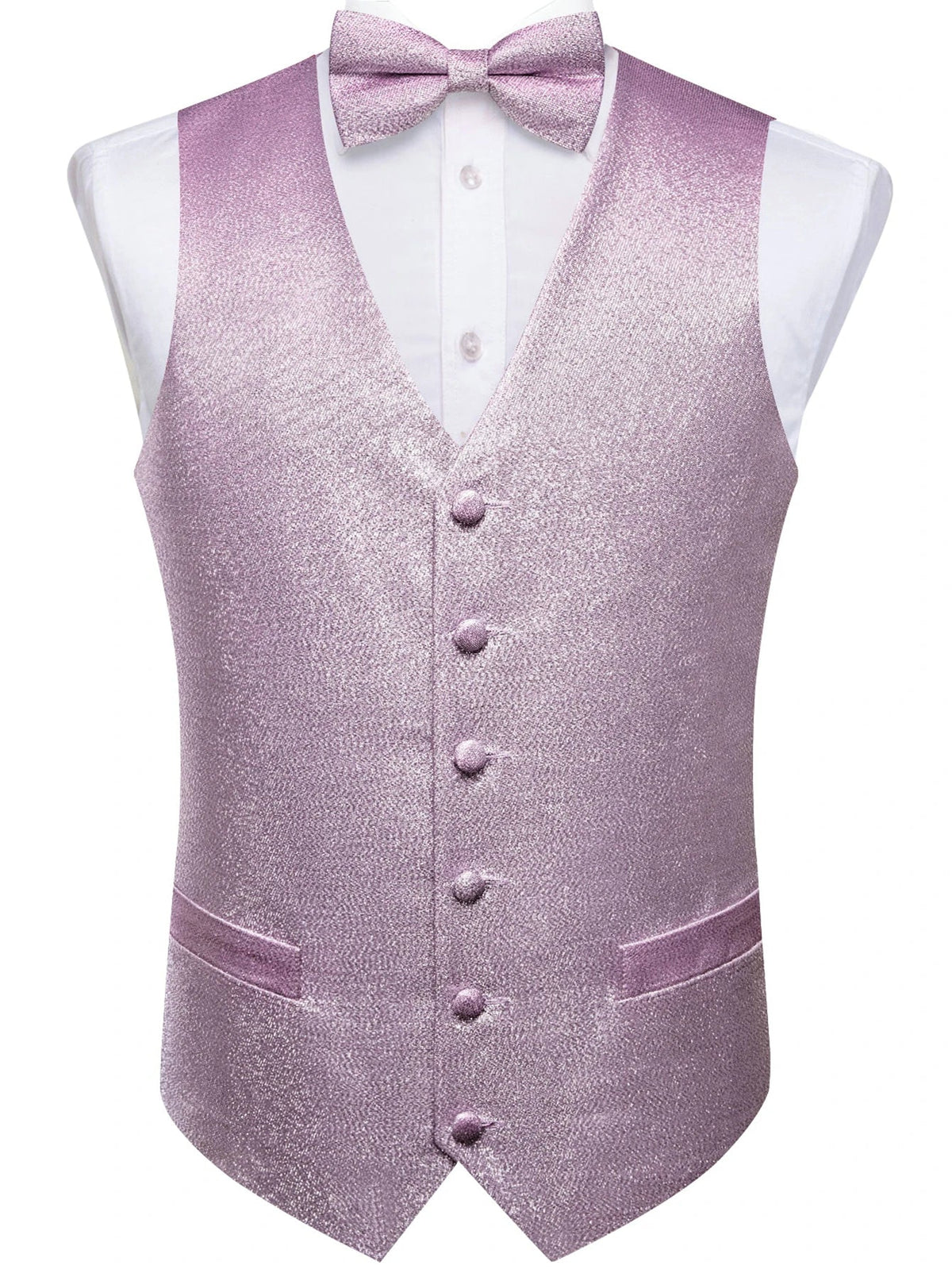 Men's Glitter Vest and Bow Tie Set – Slim Fit Formal Waistcoat for Weddings, Prom and Evening Occasions