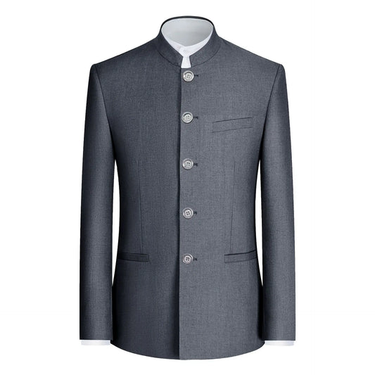 Men's Suit Jacket Stand Collar Slim Fit Single Breasted Formal Wedding