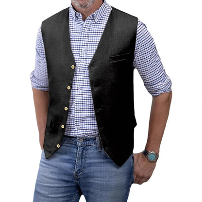 Men's Slim Fit Cotton Broadcloth Suit Vest for Men – Single Breasted Smart Casual Waistcoat for Weddings & Business Events