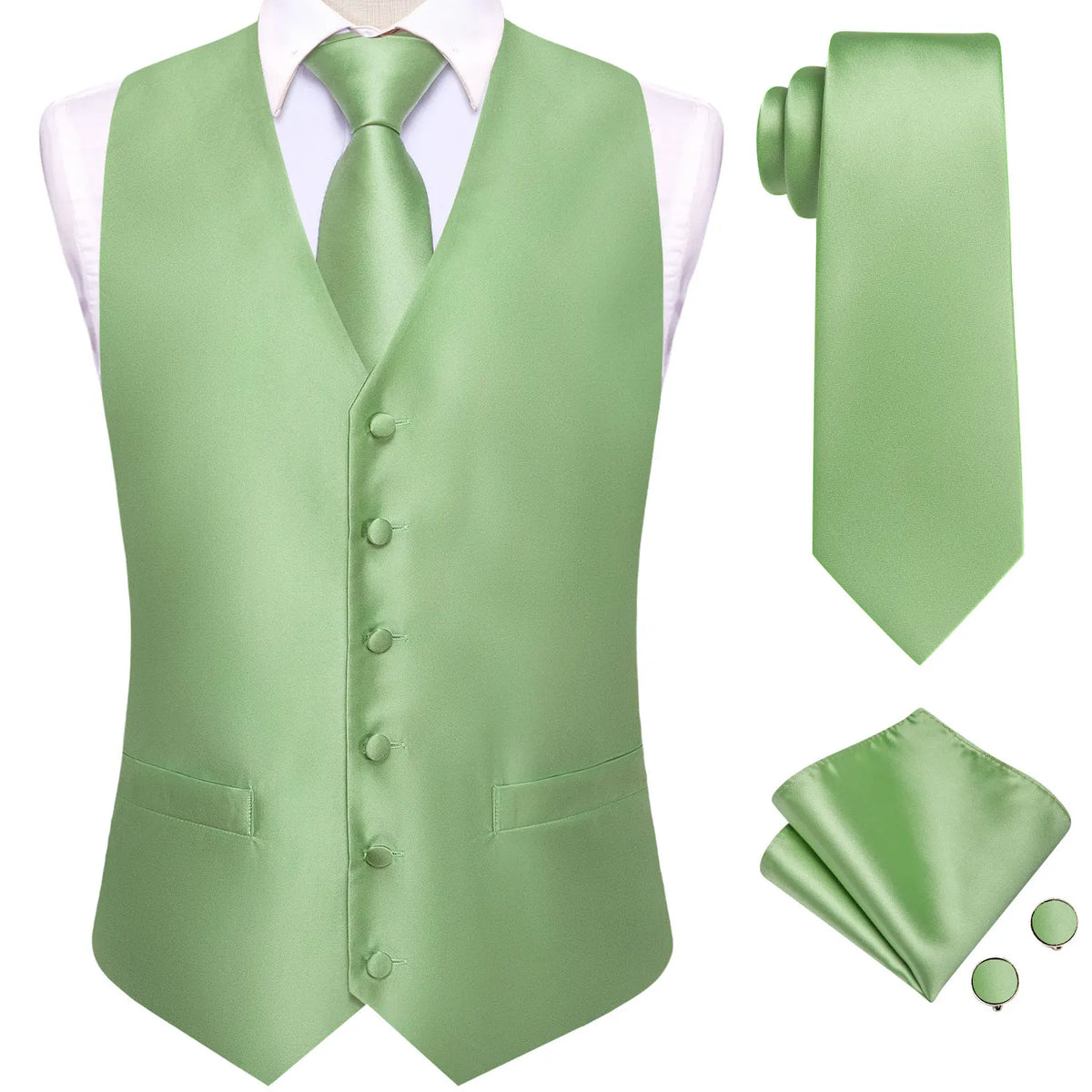 Men's Floral Paisley Suit Vest 4-Piece Set – Woven Waistcoat with Tie, Pocket Square & Cufflinks for Weddings & Formal Occasions