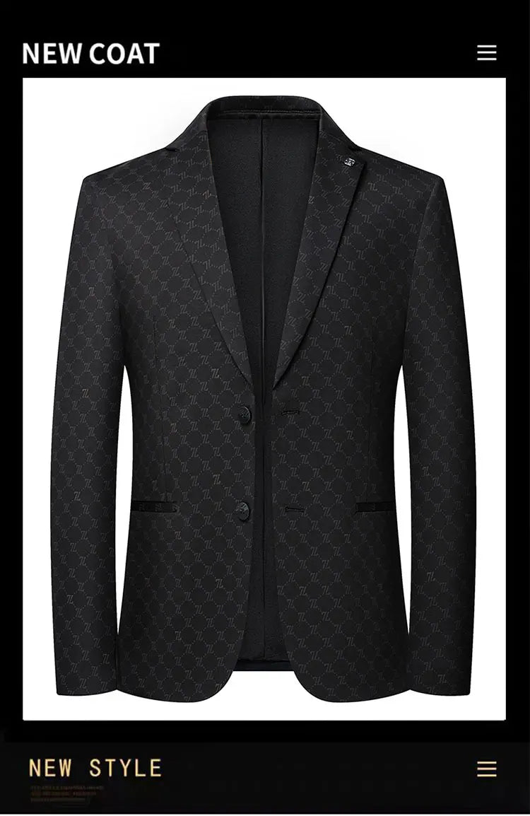 Blazer Fashion Business Handsome Gentleman Korean Version of British Style Casual Slim Solid Color Wedding Work Plaid Blazer