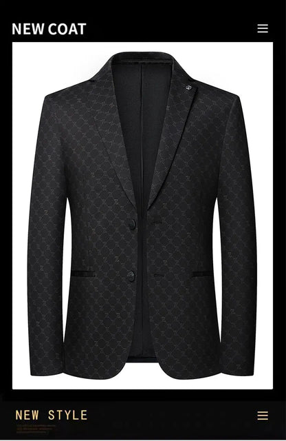 Blazer Fashion Business Handsome Gentleman Korean Version of British Style Casual Slim Solid Color Wedding Work Plaid Blazer