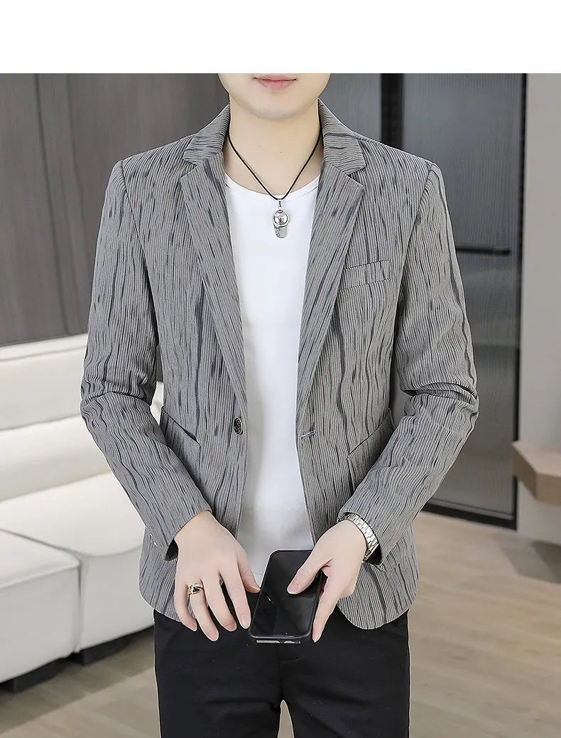 Blazer Men's Fashion Outdoor Travel Gentleman Wedding Slimming Business Versatile Trendy Casual Korean-style Formal Wear Blazer