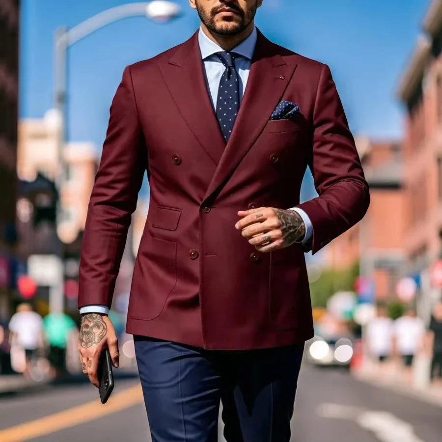 Slim Fit Suits for Men Double Breasted Casual Wedding Suits for Party 1 Piece Groom Tuxedo Blazer Set 2026 New