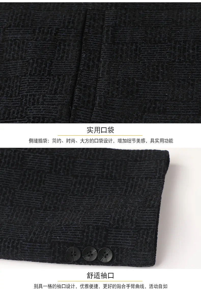 Men's Smart Casual Blazer – Single-Breasted Suit Jacket for Spring & Autumn in Black & Khaki