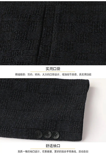 Men's Smart Casual Blazer – Single-Breasted Suit Jacket for Spring & Autumn in Black & Khaki