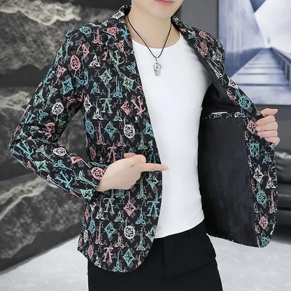 Blazer Men's fashion outdoor travel gentleman wedding Slimming Business versatile Trendy Casual Korean-style formal wear Blazer